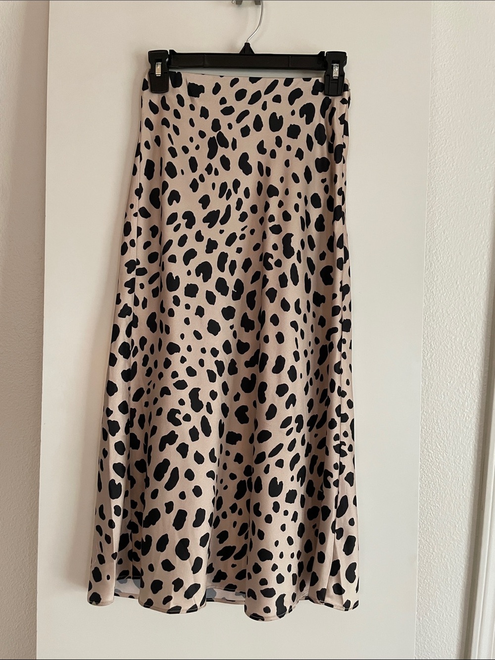 AQUA Satin Slip Skirt High Waist Animal Leopard Print Tan Black NWOT